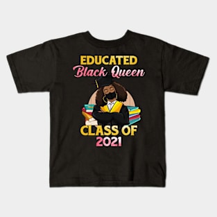 Class of 2021 HBCU Educated Queen Black Girl Graduation Kids T-Shirt